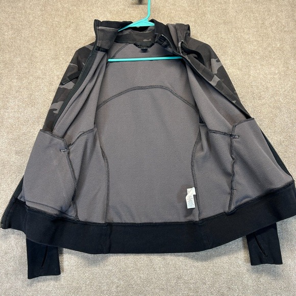 Athleta Triumph Printed Hoodie Women's Small Gray Camo Full Zip Performance Gym - Picture 8 of 15
